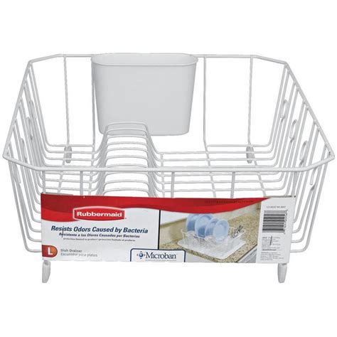 Extra Deep For Maximum Capacity, Use With Dish Drainer Tray 1182, Coated Wire Cushions and Protects Dishes, Includes Silverware Holder. . Dish drainer rubbermaid